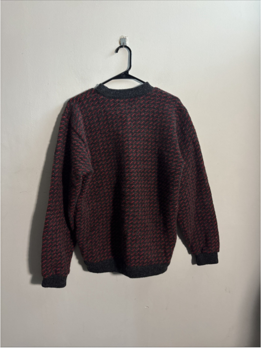 VTG LL Bean Birdseye Norwegian Sweater Men’s Large Tall Wool Made In Norway Red - Picture 7 of 8